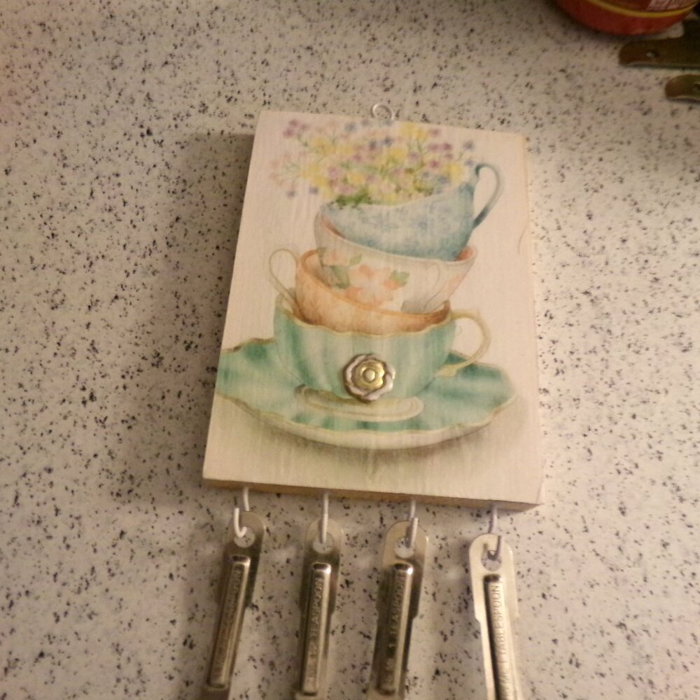 hand made wooden utensil holder.